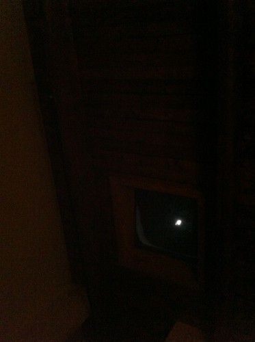 Partial moon through skylight